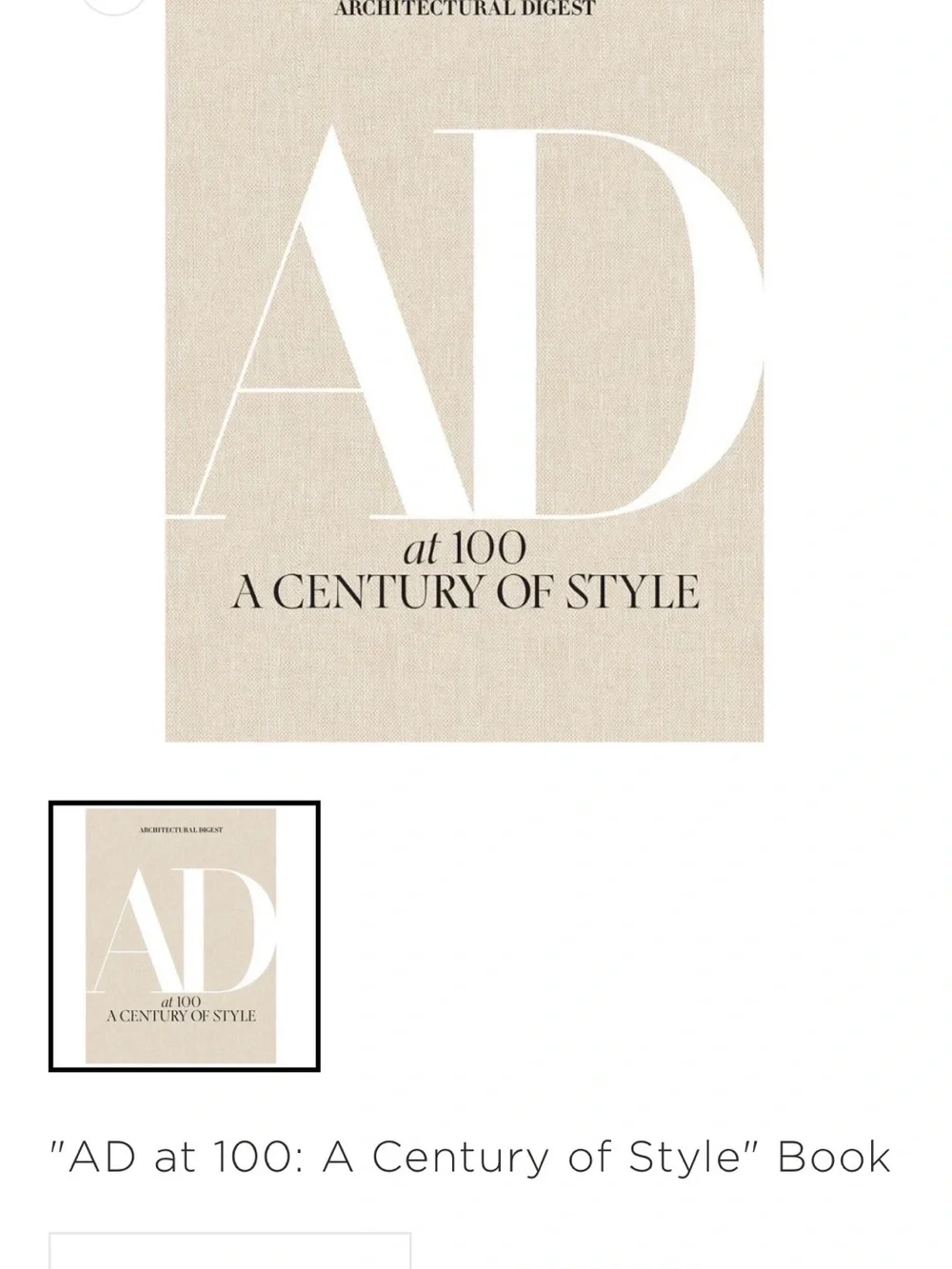 'AD at 100: A Century of Style' Beige Cover Book